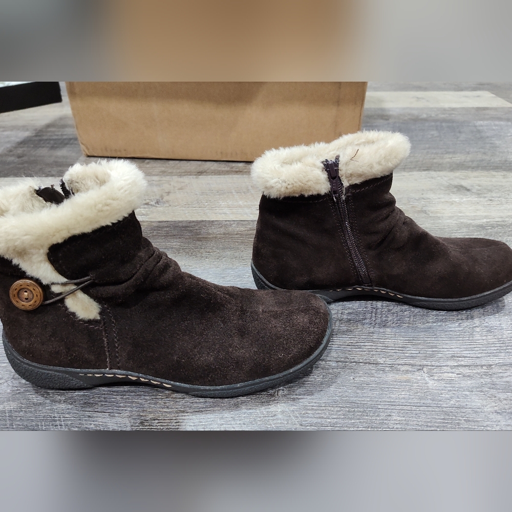Bass-Natasha women's brown ankle boots with faux shearling, size 8m - Picture 4 of 11